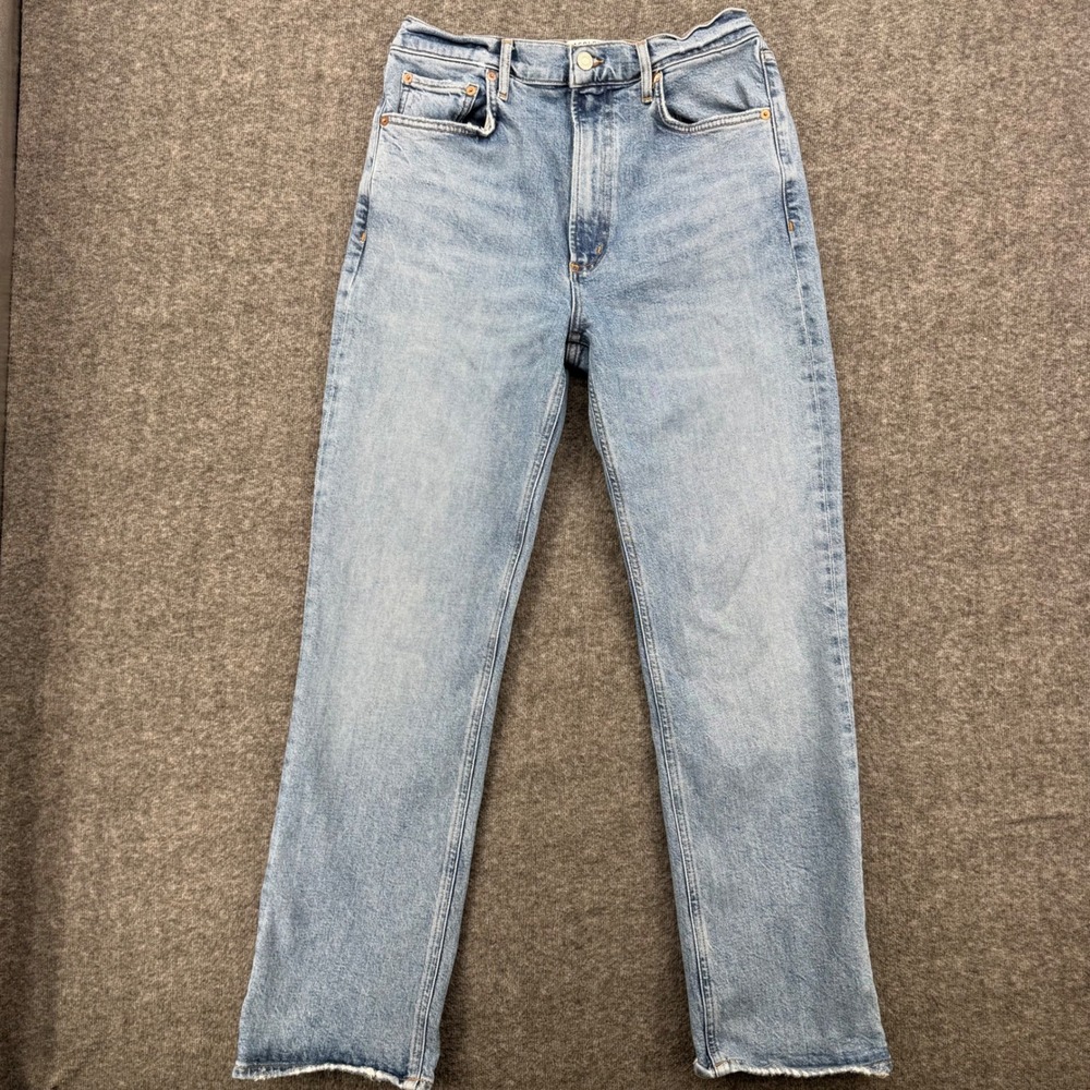 AGOLDE High Rise Stovepipe Straight Leg Jeans Light Blue Ankle bobo chic Size 28